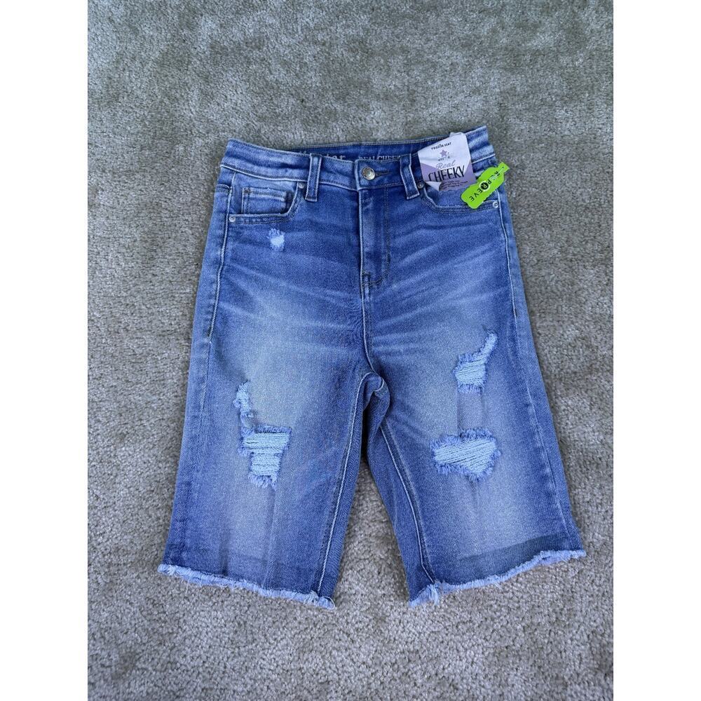 Vanilla Star Women's Denim Hi-Rise Shorts Size 27 5 Med Wash Real Cheeky C827